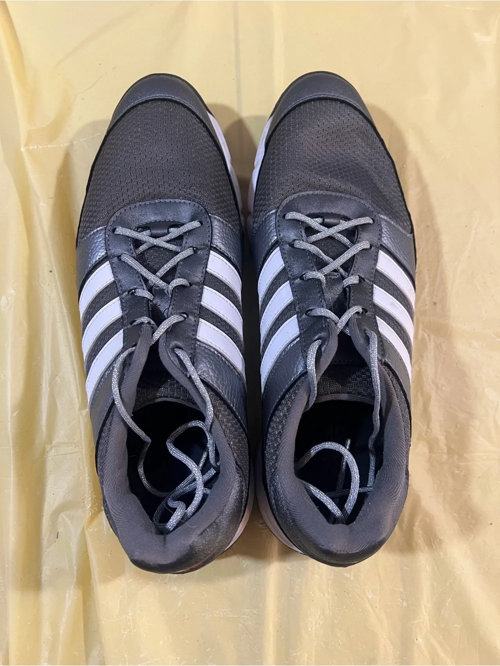 adidas Men's Gray Athletic Sneakers with White Stripes